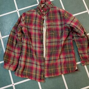 Men's Red & Green Plaid Lightweight Shirt Jacket